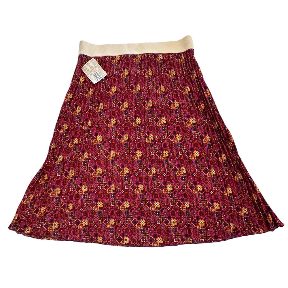 LulaRoe Pleated A-line Floral Multicolor Skirt Womens XL Knee Or Midi Length NWT